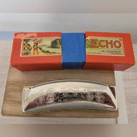 Vintage M Hohner Echo Grand Prix Curved Harmonica With Box Germany - Picture 13 of 13